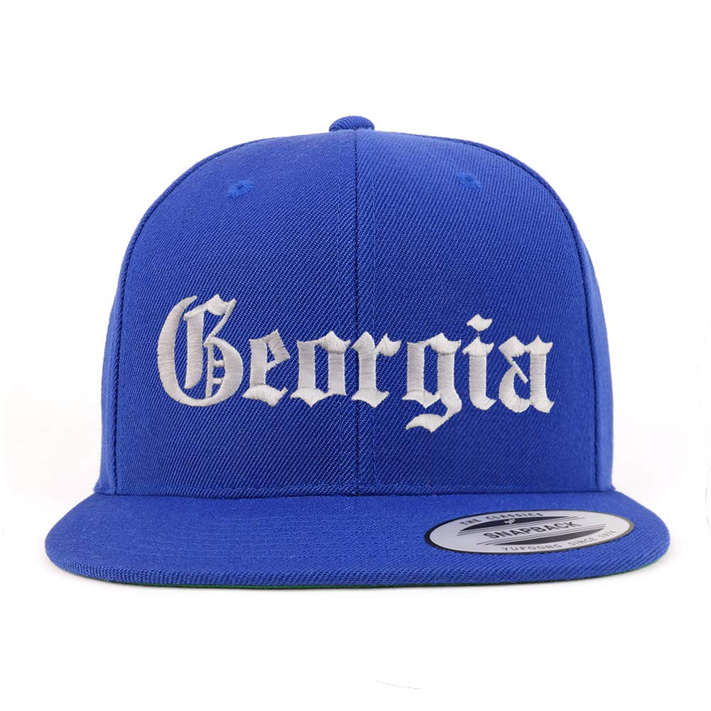 Trendy Apparel Shop Georgia State Old English Embroidered Flatbill Snapback