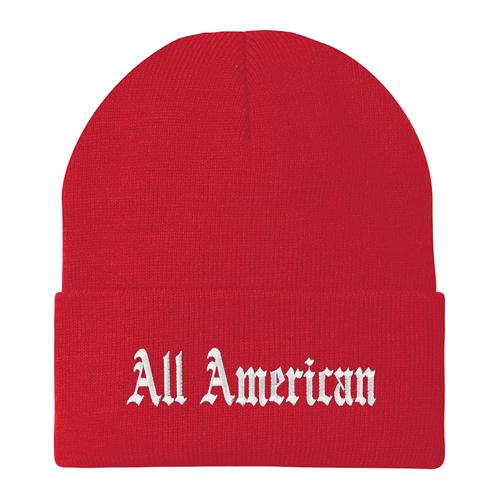 Trendy Apparel Shop All American Old English Embroidered Long Cuff Beanie