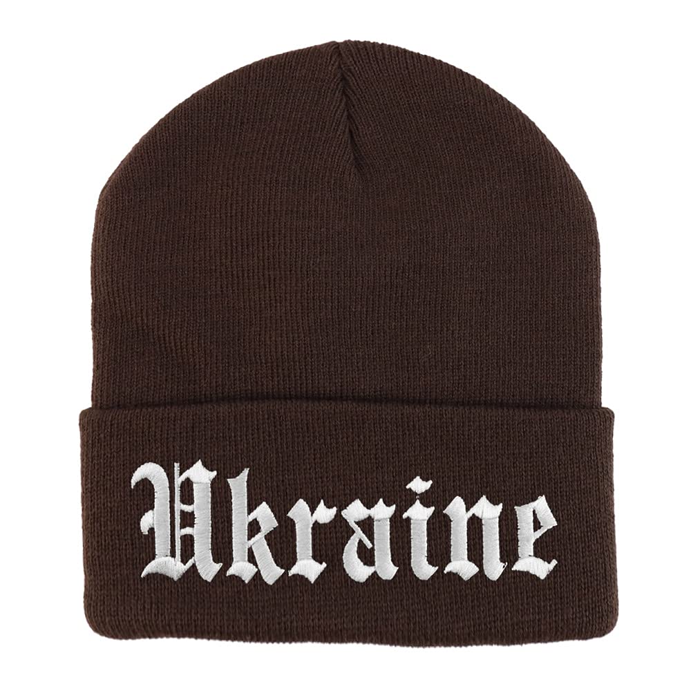 Trendy Apparel Shop Ukraine Old English Embroidered Long Cuff Beanie