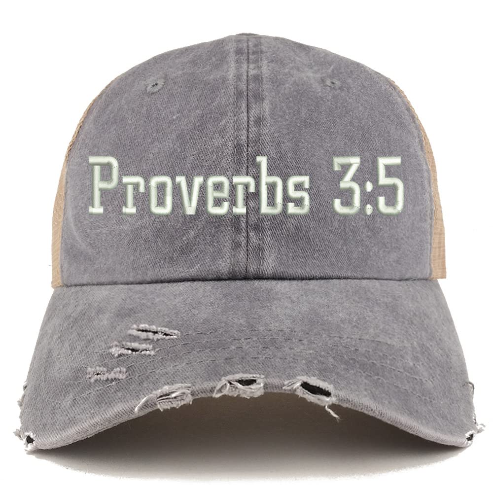 Trendy Apparel Shop Proverbs 3:5 Frayed Bill Trucker Mesh Back Cap