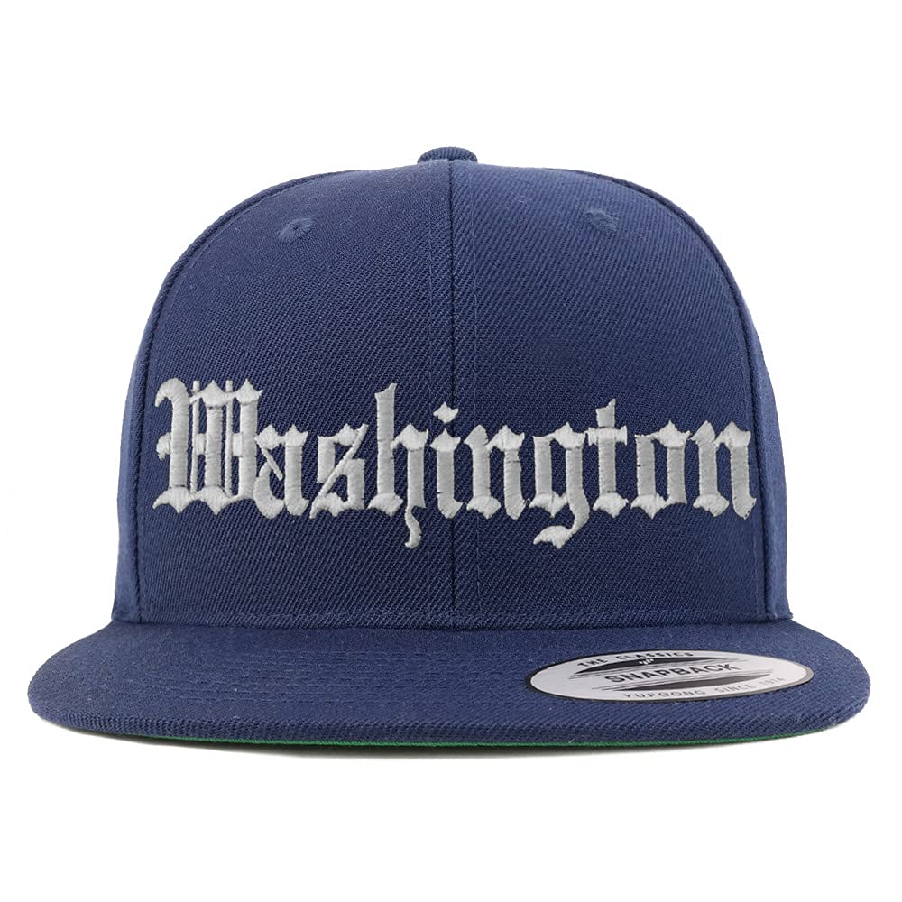 Trendy Apparel Shop Washington Old English Embroidered Flatbill Snapback