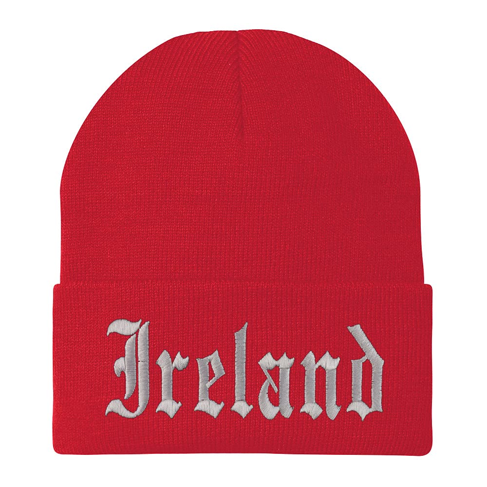 Trendy Apparel Shop Ireland Old English Embroidered Long Cuff Beanie