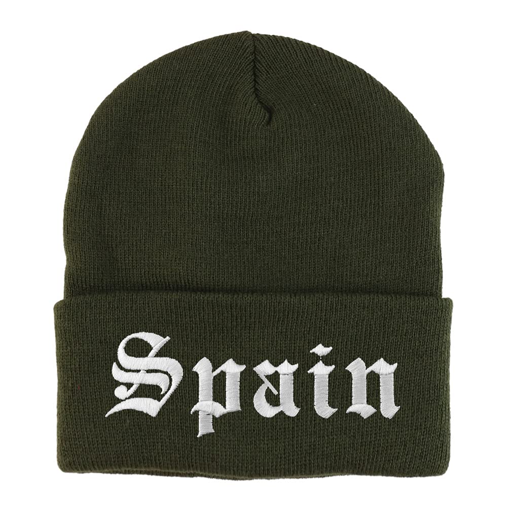 Trendy Apparel Shop Spain Old English Embroidered Long Cuff Beanie