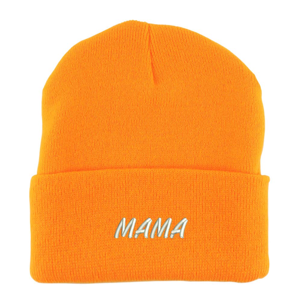 Trendy Apparel Shop Mama Embroidered Made in USA Cuff Folded Acylic Knit Winter Beanie Hat