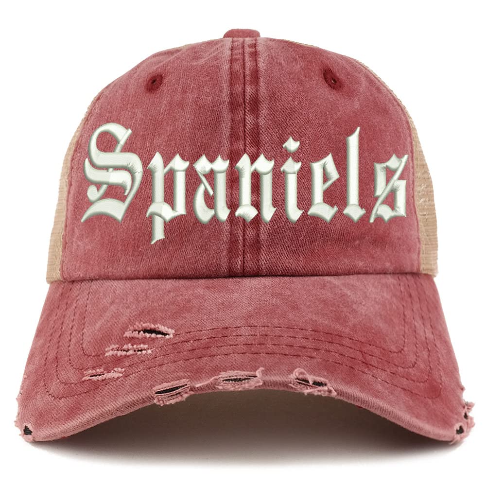 Trendy Apparel Shop Old English Spaniels Frayed Bill Trucker Mesh Back Cap