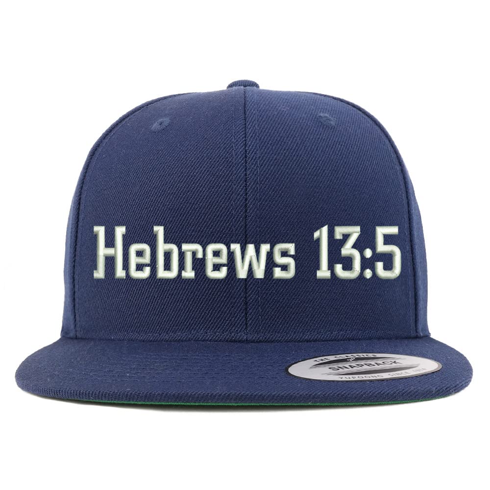 Trendy Apparel Shop Hebrews 13:5 Embroidered Flatbill Snapback