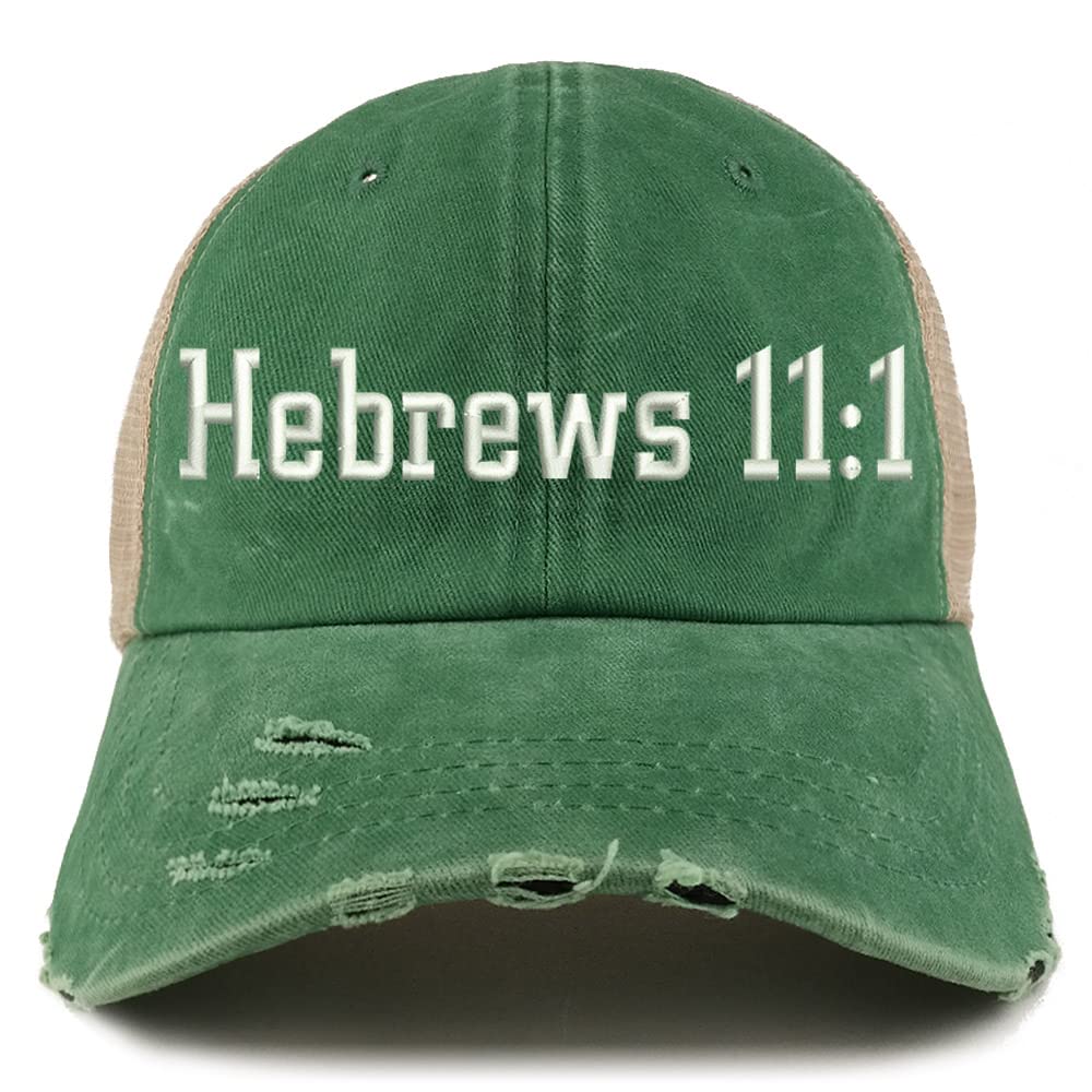 Trendy Apparel Shop Hebrews 11:1 Frayed Bill Trucker Mesh Back Cap