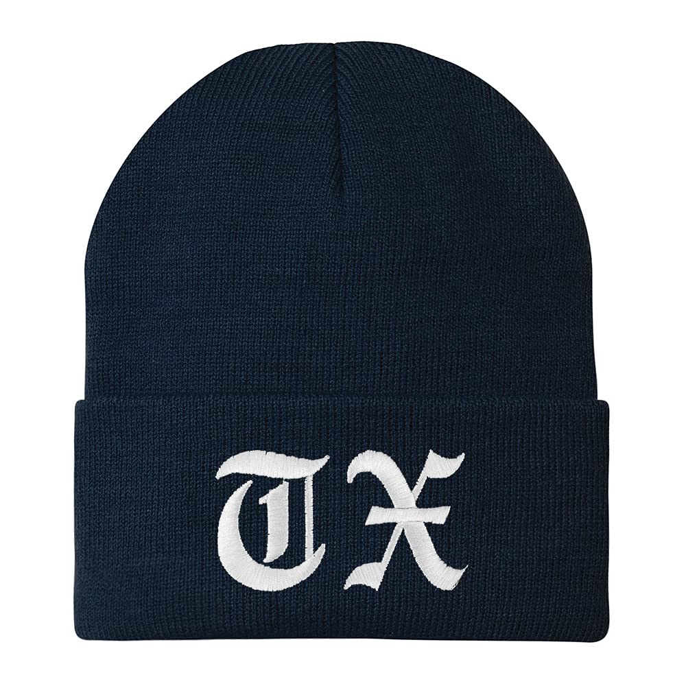 Trendy Apparel Shop Texas TX Old English Embroidered Long Cuff Beanie