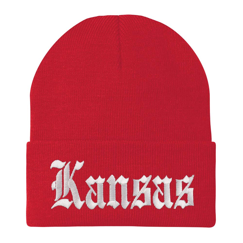 Trendy Apparel Shop Kansas State Old English Embroidered Long Cuff Beanie