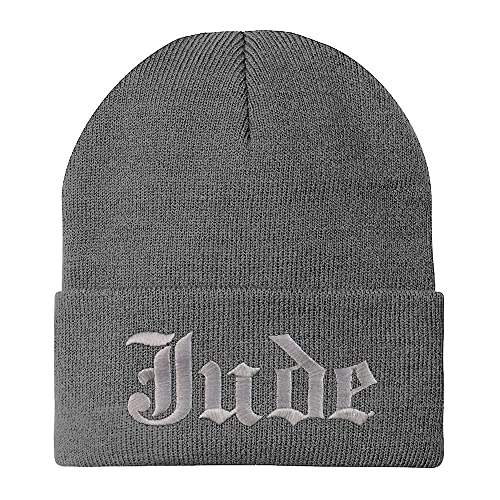 Trendy Apparel Shop Jude Old English Embroidered Long Cuff Beanie