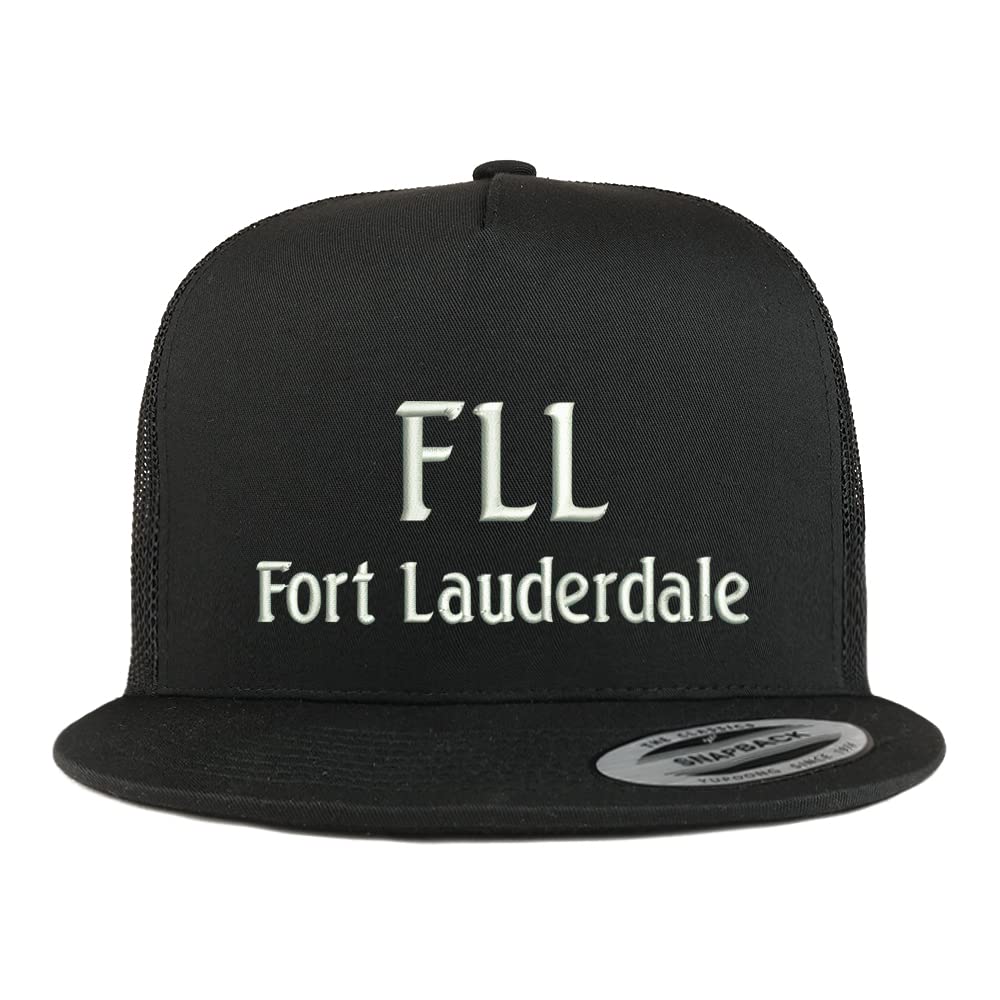 Trendy Apparel Shop FLL Fort Lauderdale Embroidered 5 Panel Flatbill Trucker Cap
