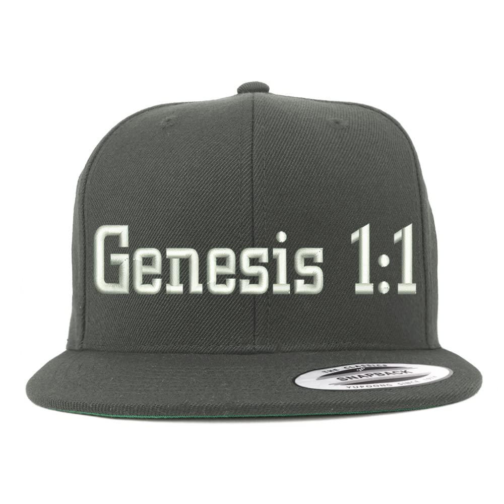 Trendy Apparel Shop Genesis 1:1 Embroidered Flatbill Snapback