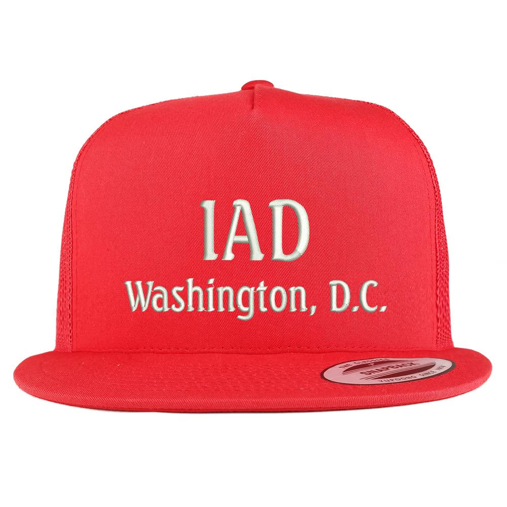 Trendy Apparel Shop IAD Washington DC Embroidered 5 Panel Flatbill Trucker Cap
