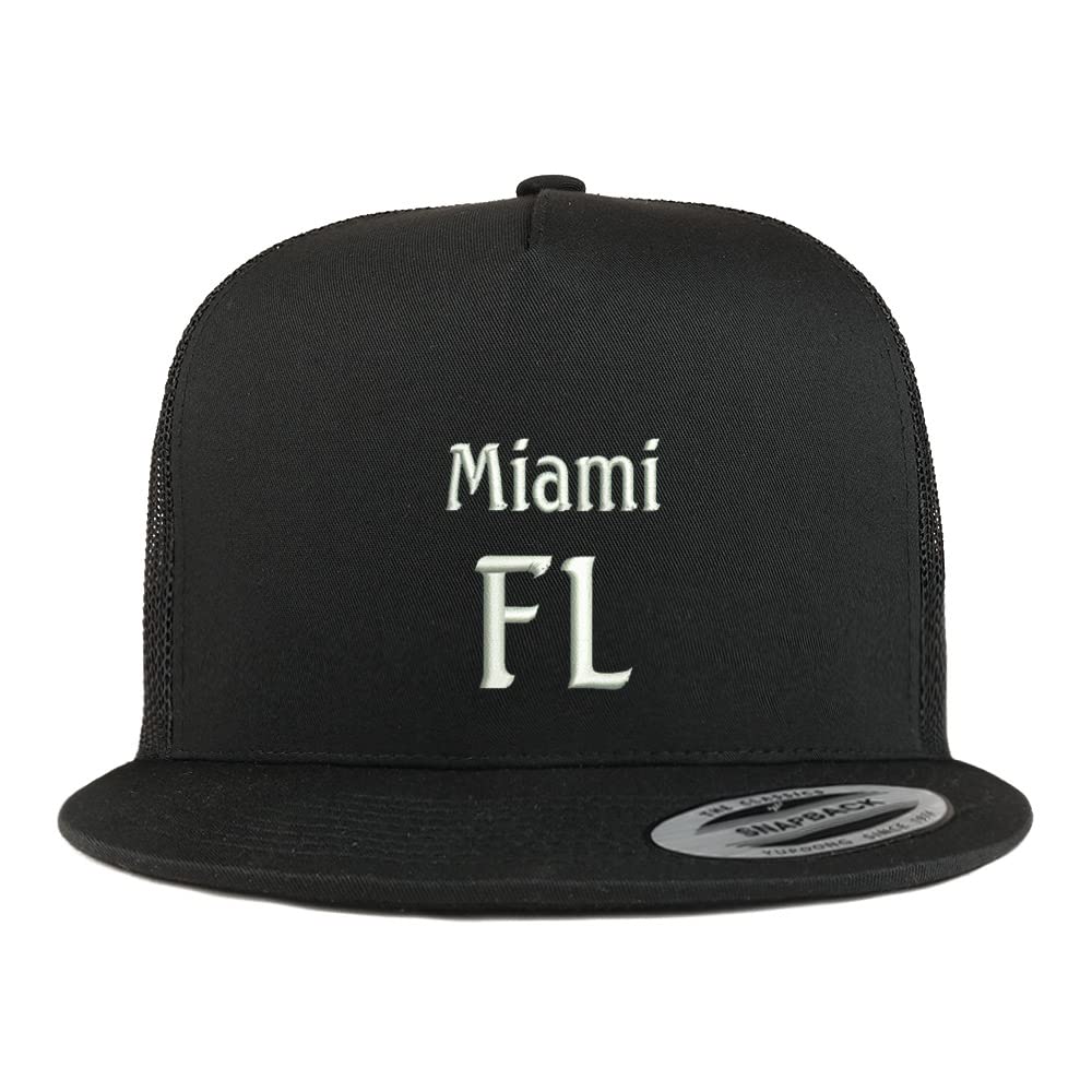 Trendy Apparel Shop Miami FL Embroidered 5 Panel Flatbill Trucker Cap