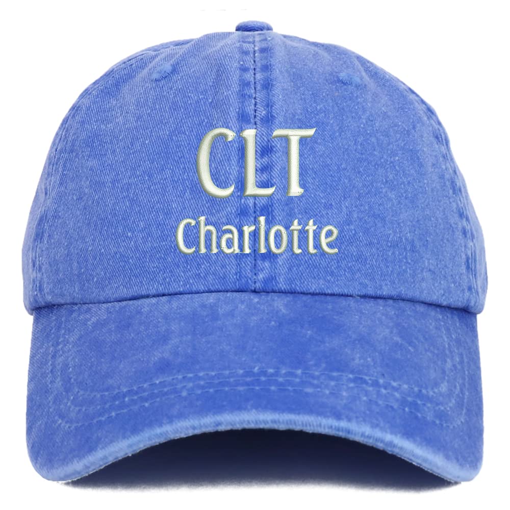 Trendy Apparel Shop CLT Charlotte Embroidered Pigment Dyed Washed Baseball Cap