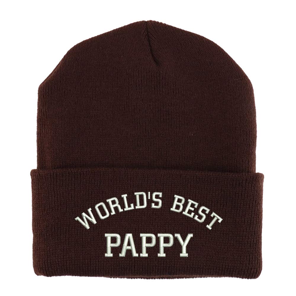 Trendy Apparel Shop World's Best Pappy Embroidered Made in USA Cuff Folded Acylic Knit Winter Beanie Hat