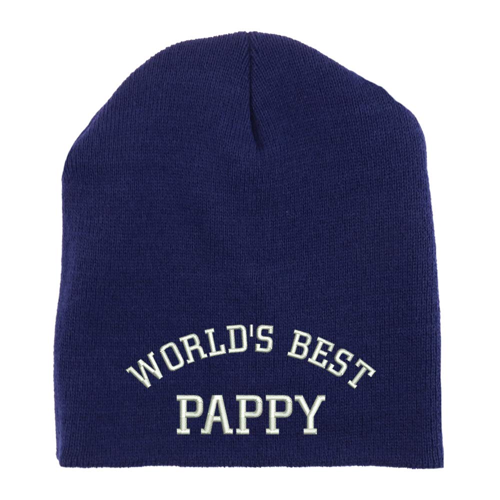 Trendy Apparel Shop World's Best Pappy Embroidered Made in USA Short Acrylic Knit Winter Beanie Hat