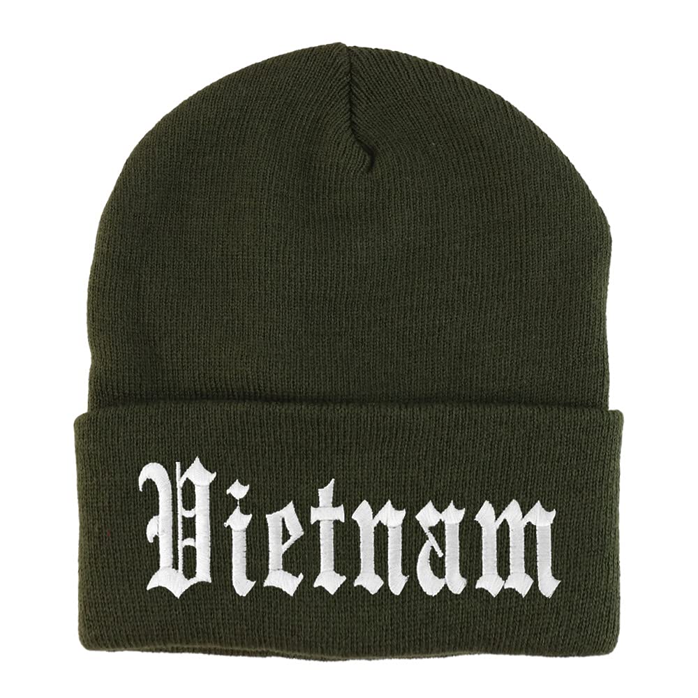 Trendy Apparel Shop Vietnam Old English Embroidered Long Cuff Beanie