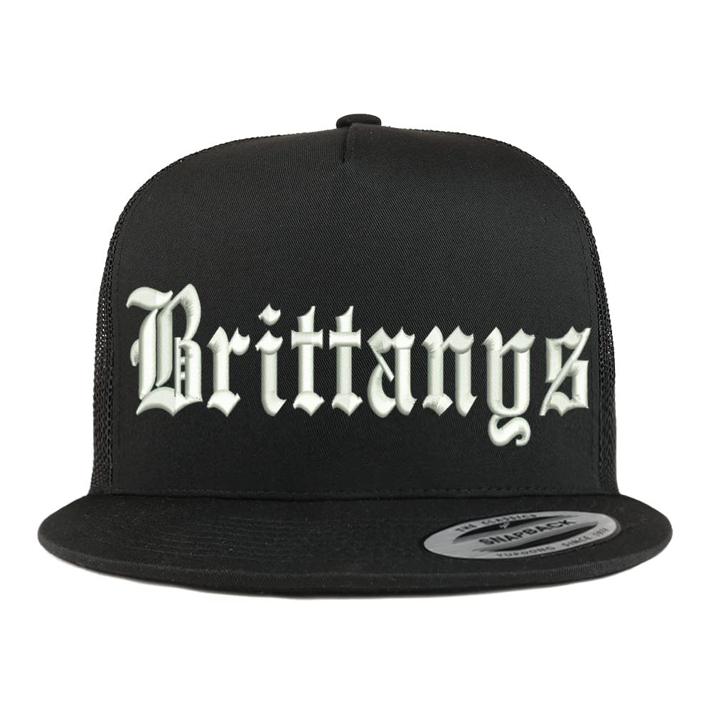Trendy Apparel Shop Old English Brittanys 5 Panel Flatbill Trucker Cap