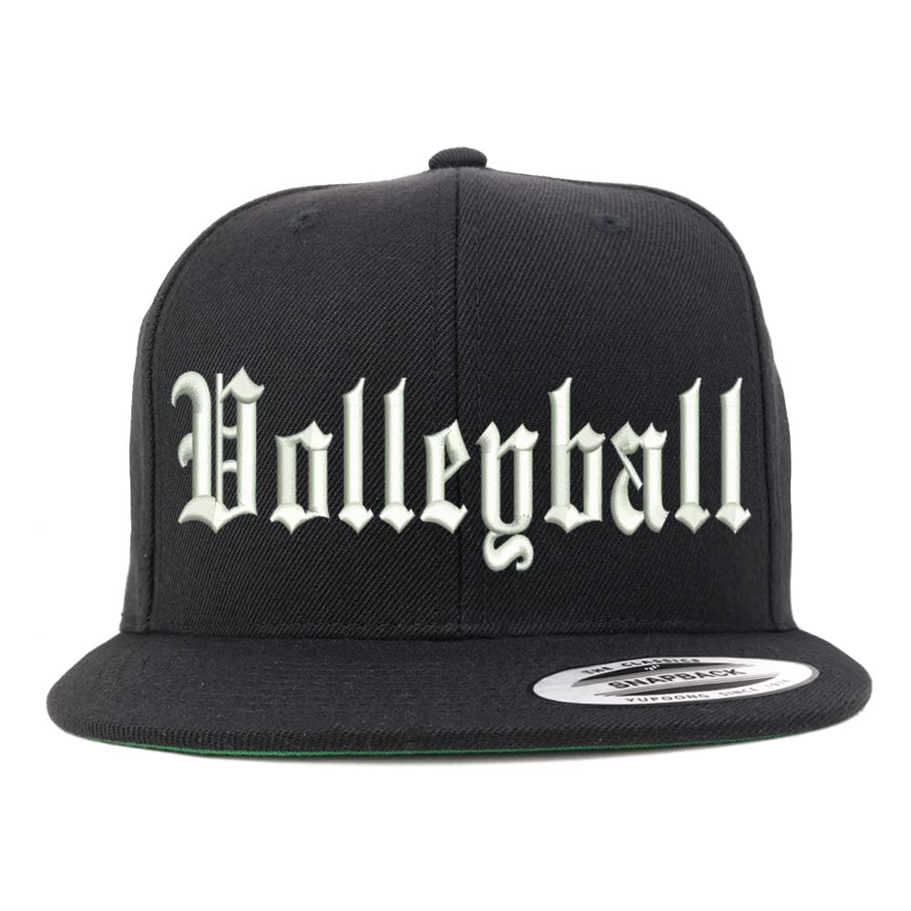 Trendy Apparel Shop Old English Volleyball Embroidered Flatbill Snapback