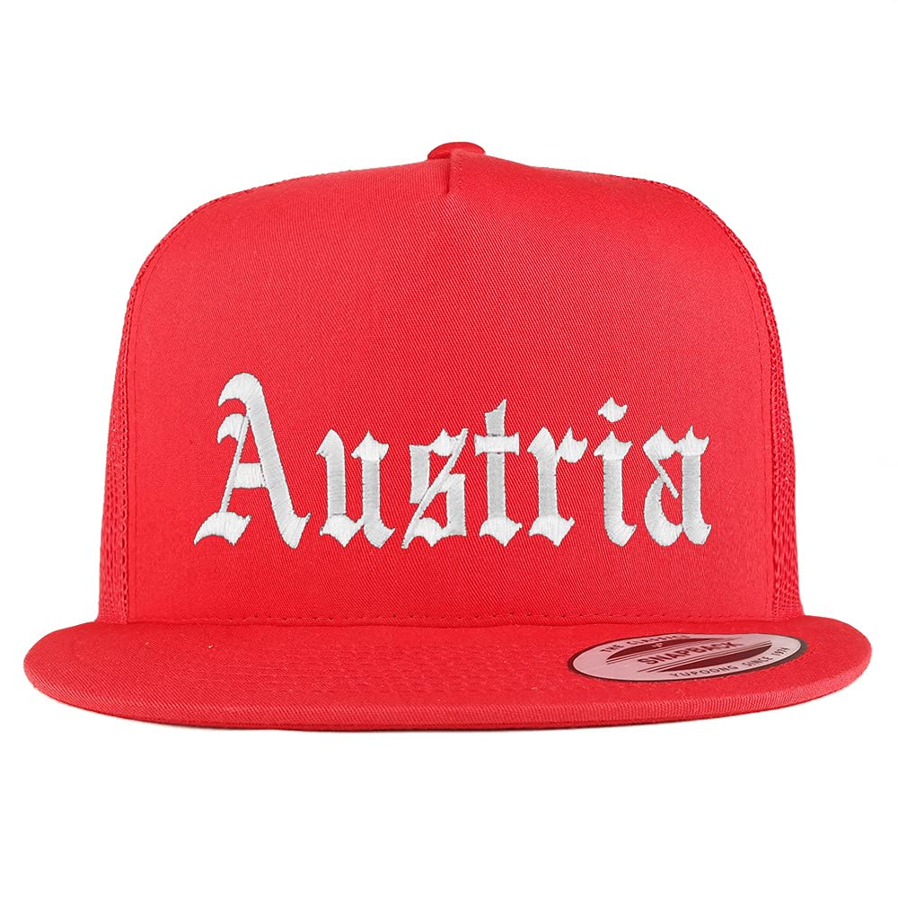 Trendy Apparel Shop Austria Old English 5 Panel Flatbill Trucker Cap