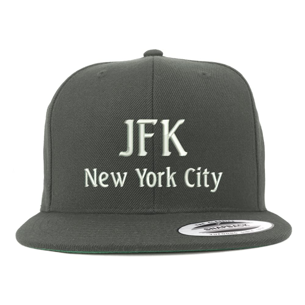 Trendy Apparel Shop JFK New York City Embroidered Flatbill Snapback
