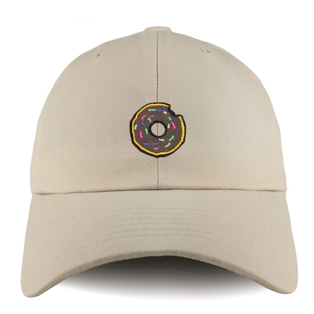 Trendy Apparel Shop Donut Patch Solid Cotton Unstructured Dad Hat - Beige