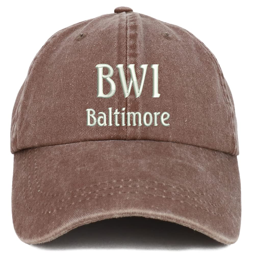 Trendy Apparel Shop BWI Baltimore Embroidered Pigment Dyed Washed Baseball Cap
