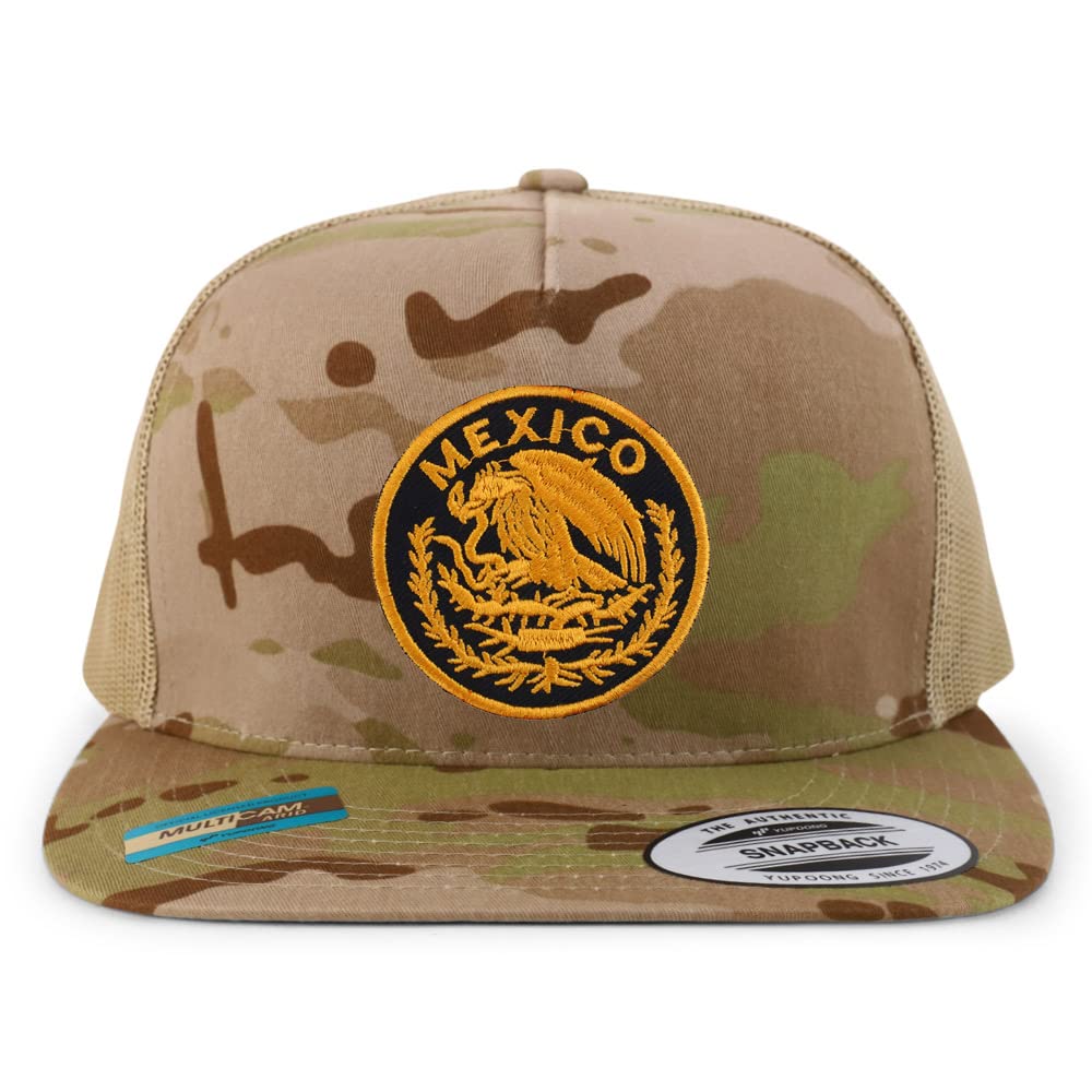Trendy Apparel Shop Circular Mexico Patch 5 Panel Flatbill Trucker Cap