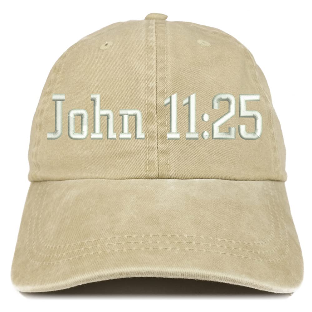 Trendy Apparel Shop John 11:25 Washed Pigment Dyed Baseball Cap