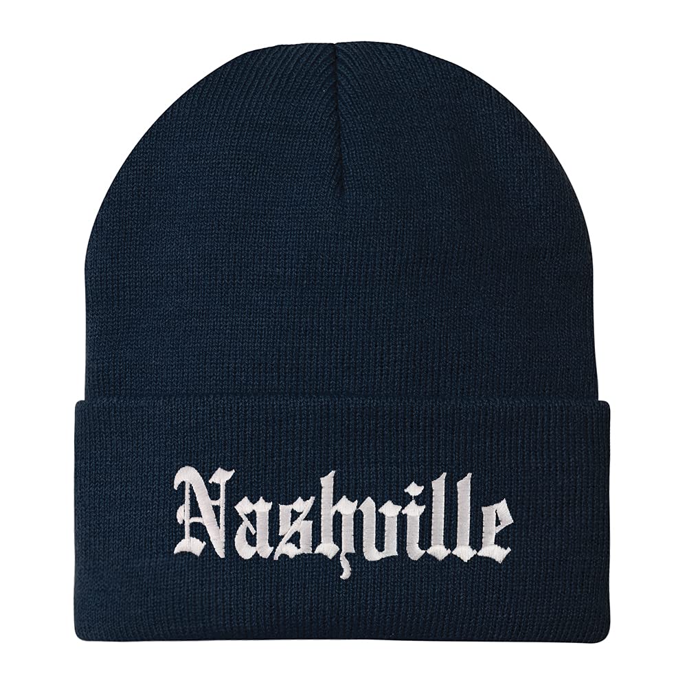 Trendy Apparel Shop Nashville Old English Embroidered Long Cuff Beanie