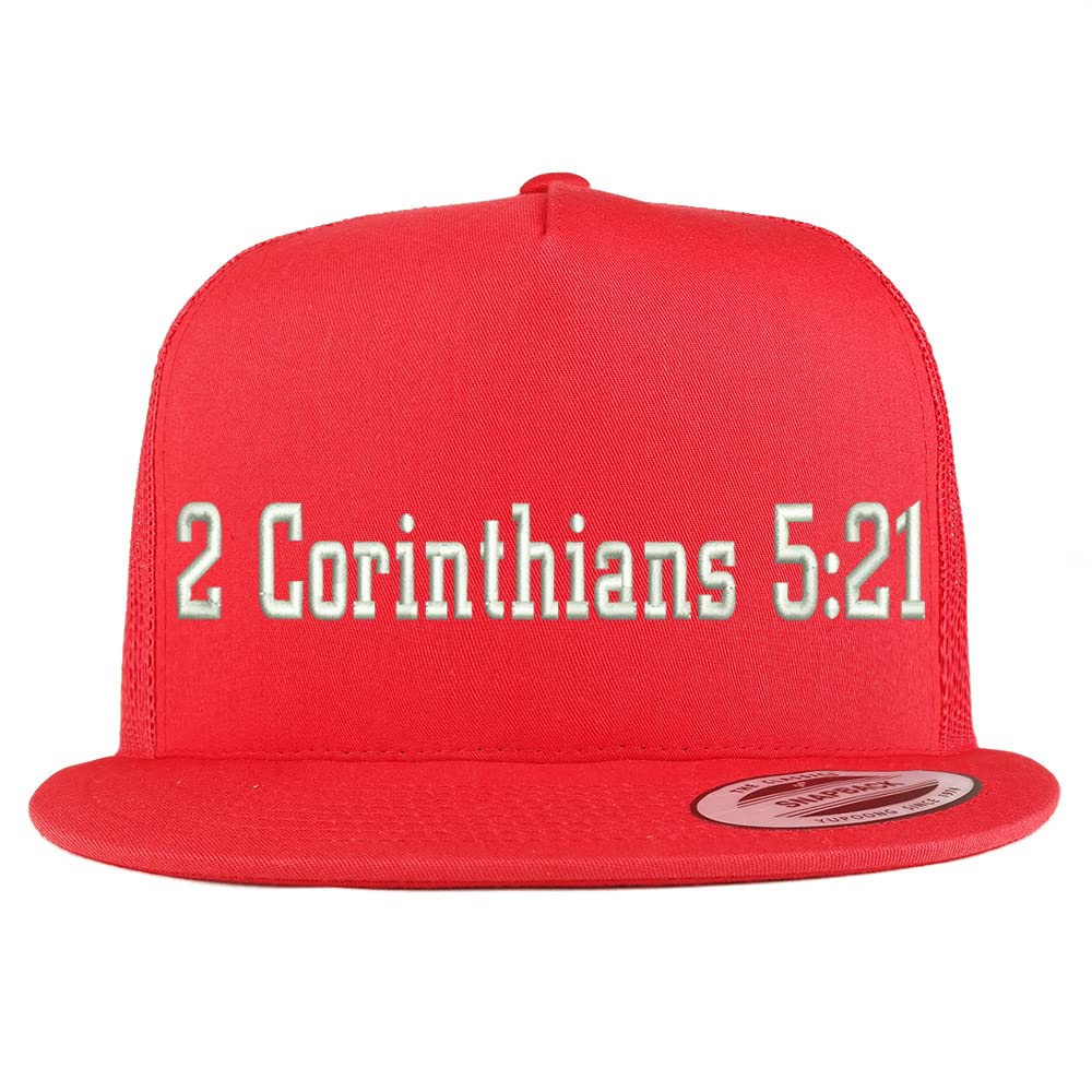 Trendy Apparel Shop 2 Corinthians 5:21 5 Panel Flatbill Trucker Cap