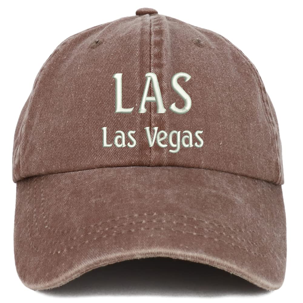 Trendy Apparel Shop LAS Las Vegas Embroidered Pigment Dyed Washed Baseball Cap
