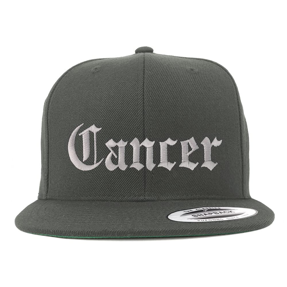 Trendy Apparel Shop Cancer Old English Embroidered Flatbill Snapback