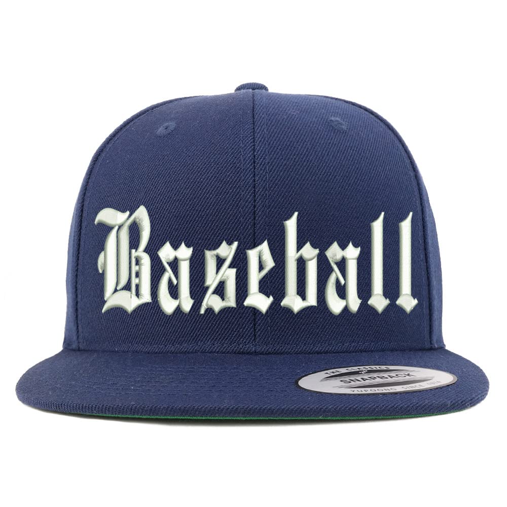 Trendy Apparel Shop Old English Baseball Embroidered Flatbill Snapback