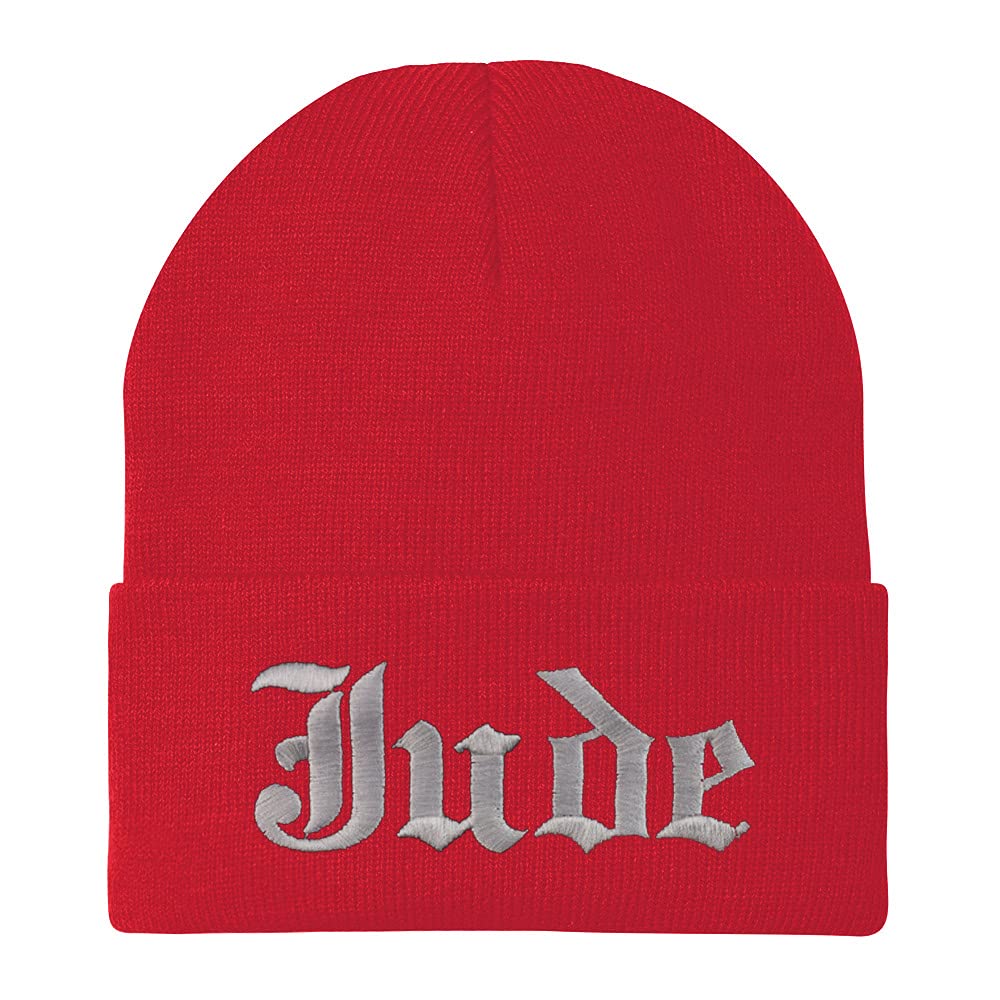Trendy Apparel Shop Jude Old English Embroidered Long Cuff Beanie