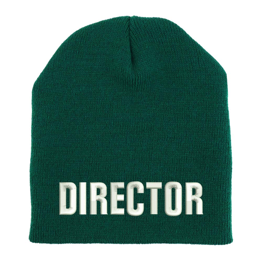 Trendy Apparel Shop Director Embroidered Made in USA Short Acrylic Knit Winter Beanie Hat