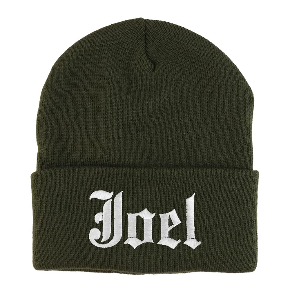 Trendy Apparel Shop Joel Old English Embroidered Long Cuff Beanie