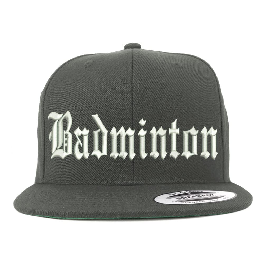 Trendy Apparel Shop Old English Badminton Embroidered Flatbill Snapback