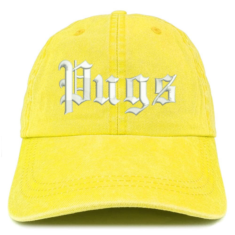 Trendy Apparel Shop Old English Pugs Washed Pigment Dyed Baseball Cap