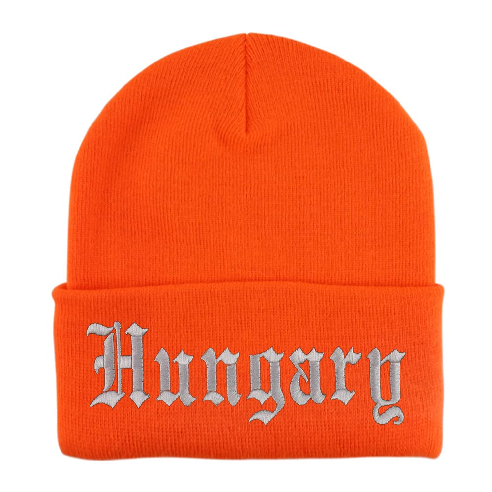 Trendy Apparel Shop Hungary Old English Embroidered Long Cuff Beanie