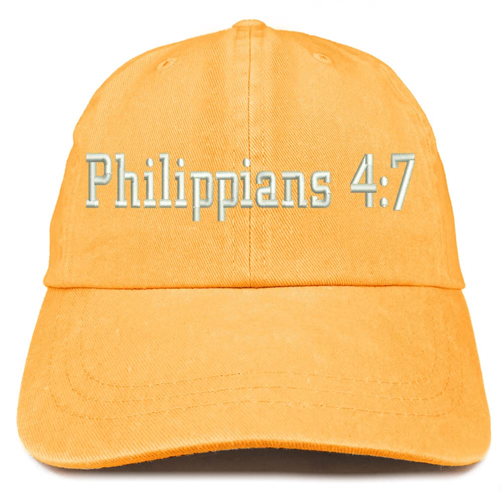 Trendy Apparel Shop Philippians 4:7 Washed Pigment Dyed Baseball Cap
