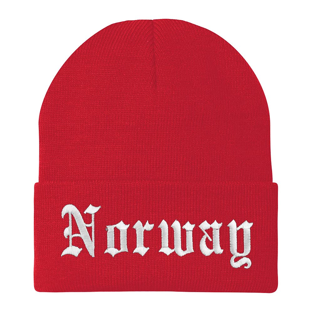 Trendy Apparel Shop Norway Old English Embroidered Long Cuff Beanie