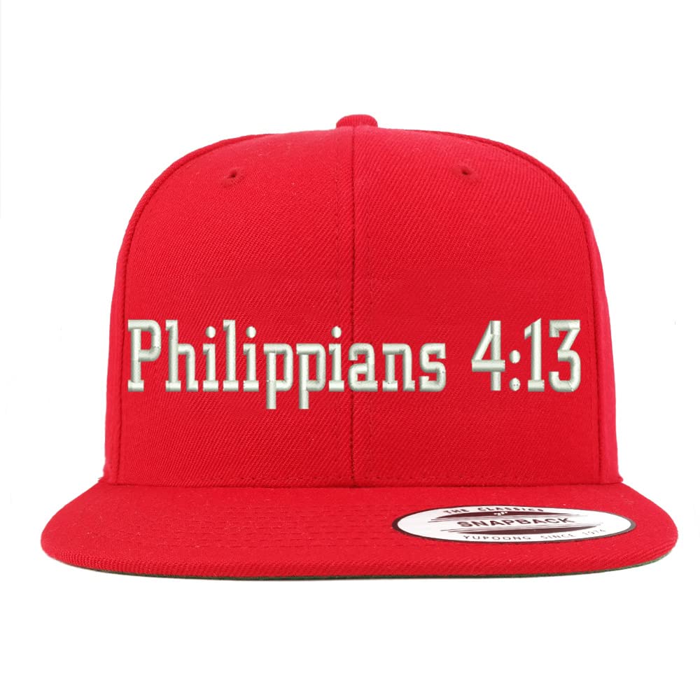 Trendy Apparel Shop Philippians 4:13 Embroidered Flatbill Snapback
