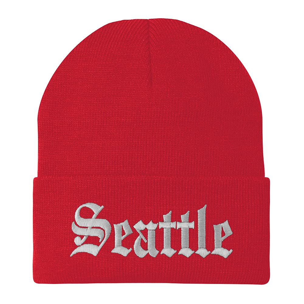Trendy Apparel Shop Seattle Old English Embroidered Long Cuff Beanie