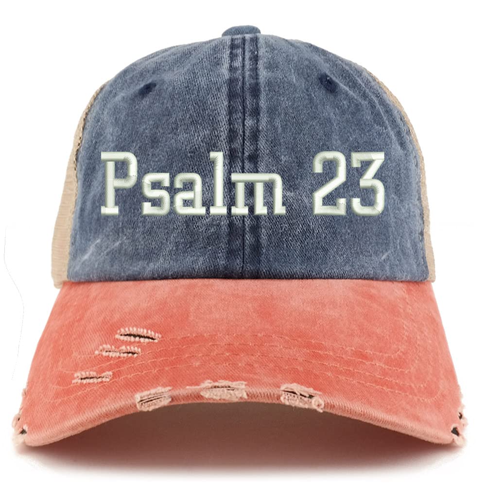 Trendy Apparel Shop Psalm 23 Frayed Bill Trucker Mesh Back Cap
