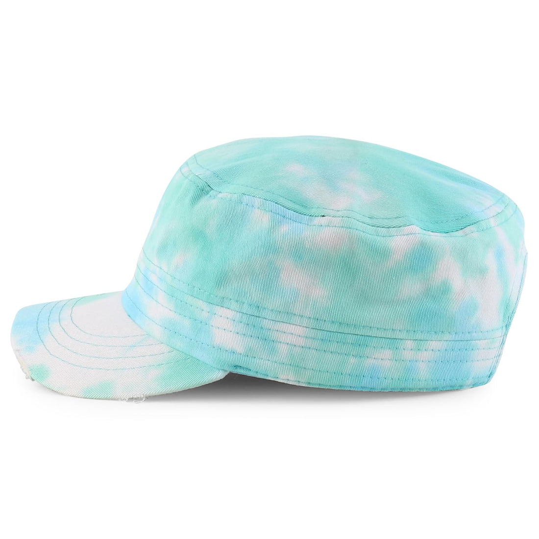 Trendy Apparel Shop Plain 100% Cotton Tie Dyed Patterned Flat Top Army Baseball Cap
