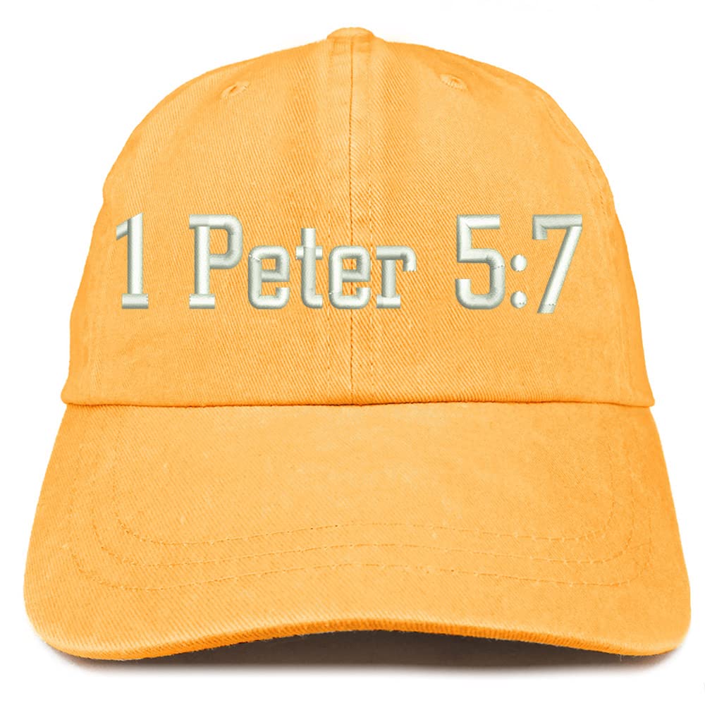 Trendy Apparel Shop 1 Peter 5:7 Washed Pigment Dyed Baseball Cap