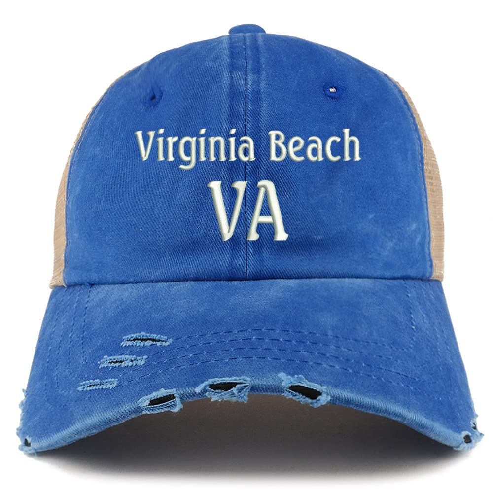 Trendy Apparel Shop Virginia Beach VA Embroidered Frayed Bill Trucker Mesh Back Cap