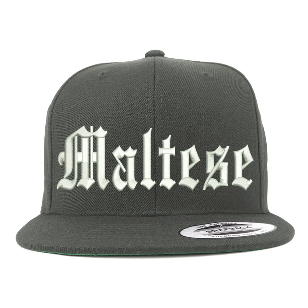 Trendy Apparel Shop Old English Maltese Embroidered Flatbill Snapback